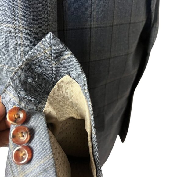 Trunk Club Sport Coat Jacket BESPOKE Wool Windowpane Working cuff Men's 44L - Picture 5 of 10